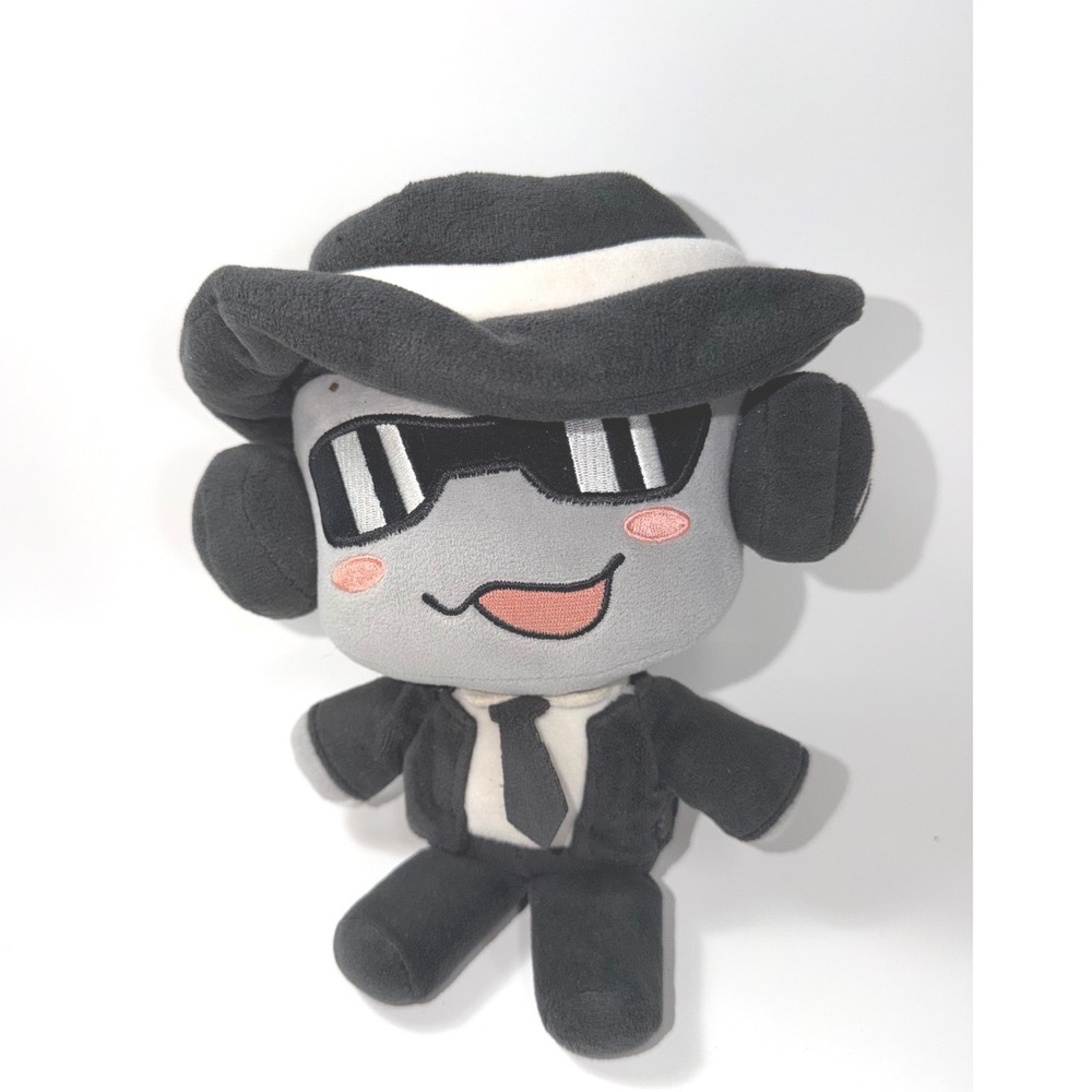 Makeship Plush Character in Black Suit Fedora and Sunglasses Collectible Toy